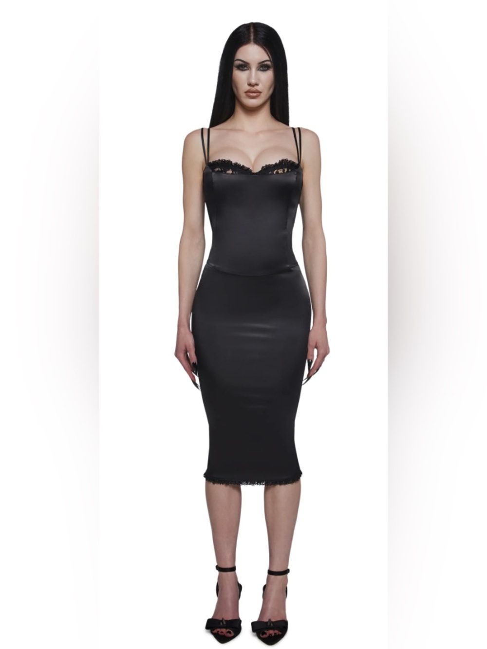 NWT Sugar Thrillz LOYAL MANEATER MIDI DRESS - BLACK M